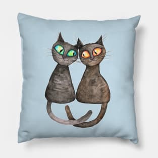 Two cute loving cats Pillow