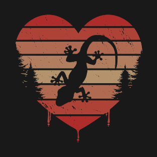 Cute Red Vintage Heart Leopard Lizards Valentine day Love Gift Idea T-Shirt