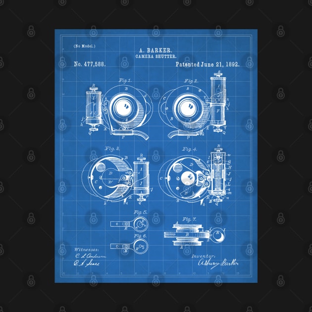 Camera Shutter Patent - Photographer Photography Studio Art - Blueprint by patentpress