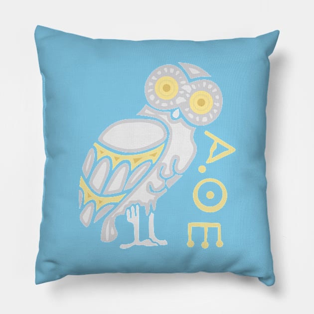 Athenian Owl Pillow by Gumless