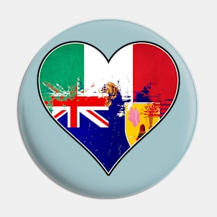 Mexican and Turks Caicos Heart Mix Heritage Flag Pin