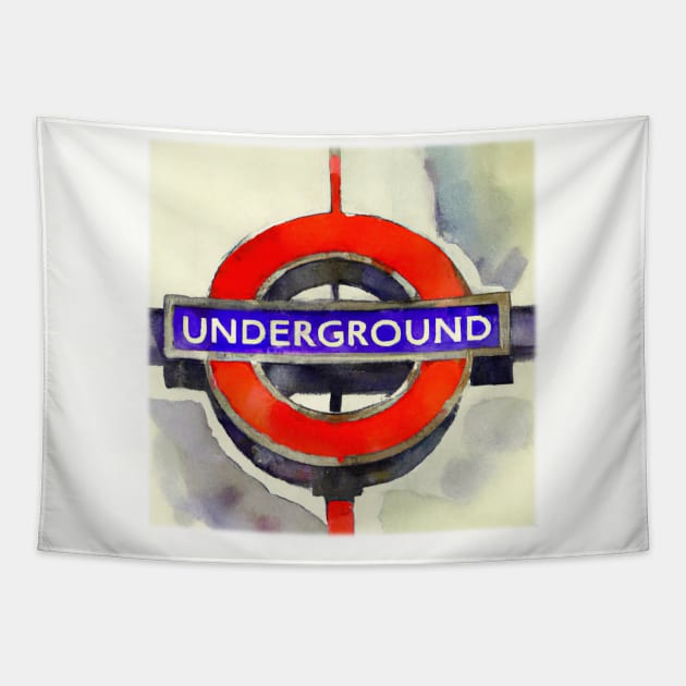Abstract London Underground Sign Tapestry by Starbase79