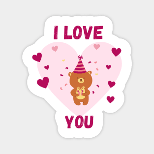 Pink I love you bear Magnet