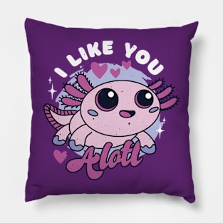 I Like You Alotl // Cute Kawaii Cartoon Axolotl Valentine Pillow