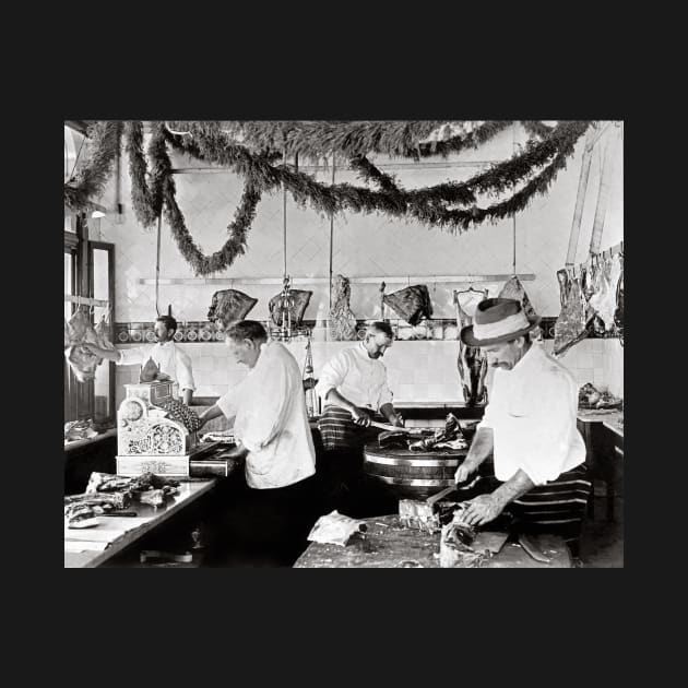 Butcher Shop, 1895. Vintage Photo by historyphoto