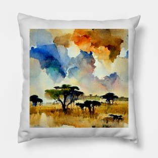 Africa watercolor Pillow