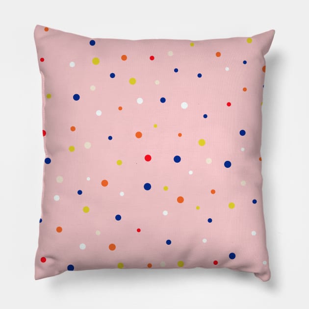 kawaii pale pink polka dots Pillow by Trippycollage