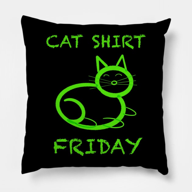 Cat shirt Friday Pillow by WelshDesigns