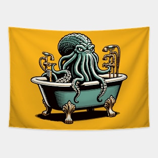 Kraken monster in a bathtub Tapestry