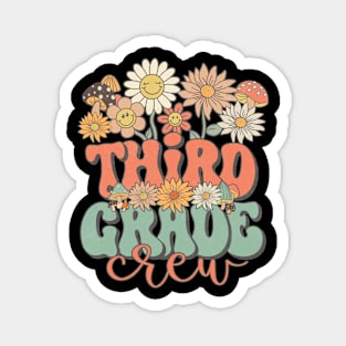 Third Grade Crew Retro Groovy Daisy Back To School Funny Teacher Girls Magnet