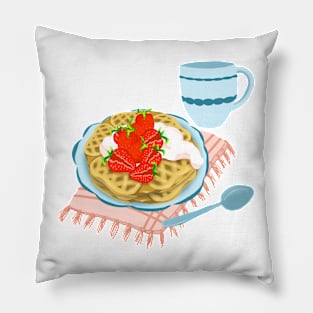 Waffle breakfast sticker and T-shirt Pillow