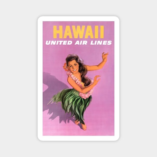 Vintage Travel Poster Hawaii Hula Dancer Magnet by vintagetreasure