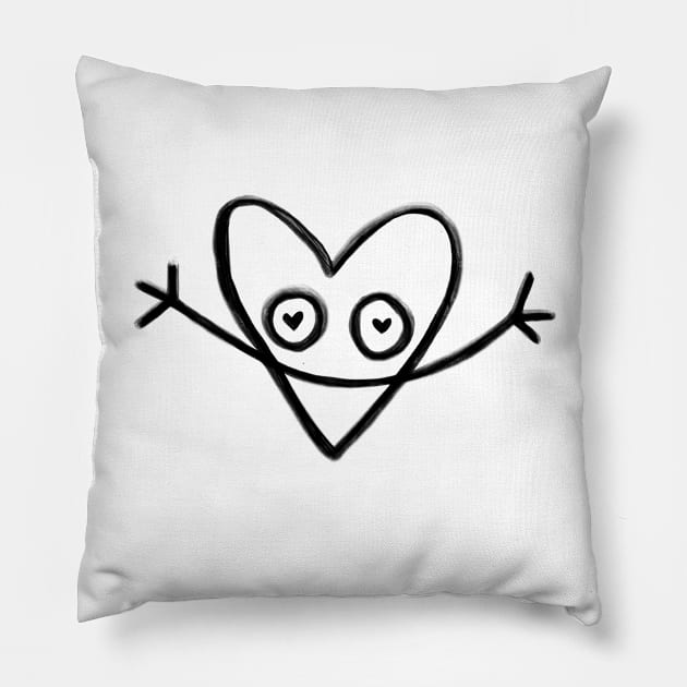 Happy heart Pillow by badlydrawnbabe