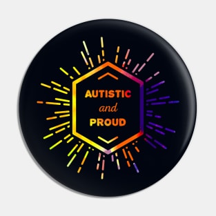 Autistic and proud  (watercolor, light) Pin