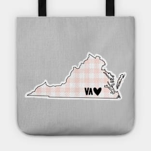 USA States: Virginia (pink plaid) Tote