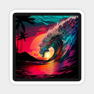 Wave in vibrant tones Magnet