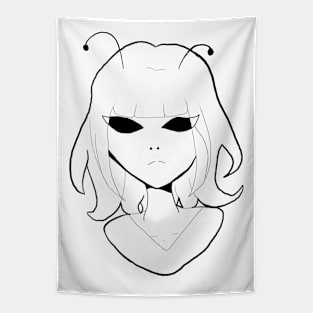 Space Girl - Black & White Tapestry