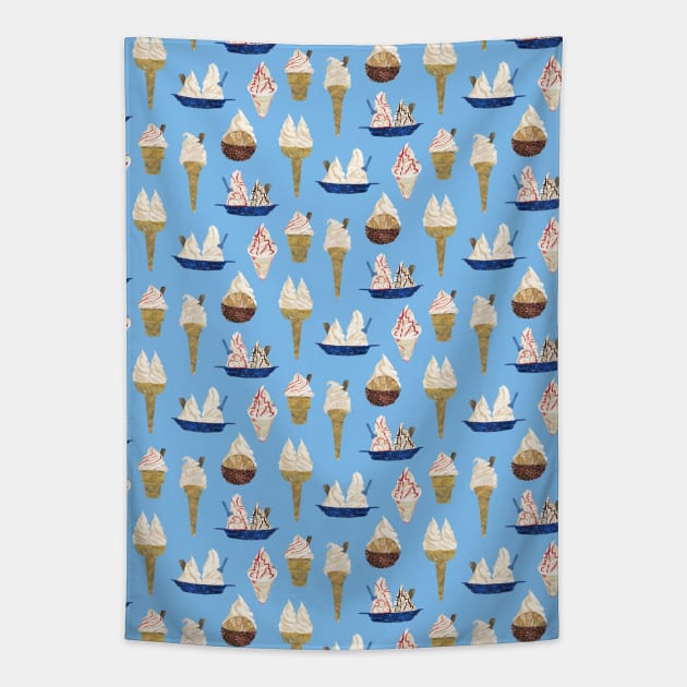 ice cream - soft serve selection flat background Tapestry by crumpetsandcrabsticks