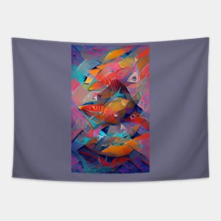 Luxury Batik fish coral reef pattern Tapestry