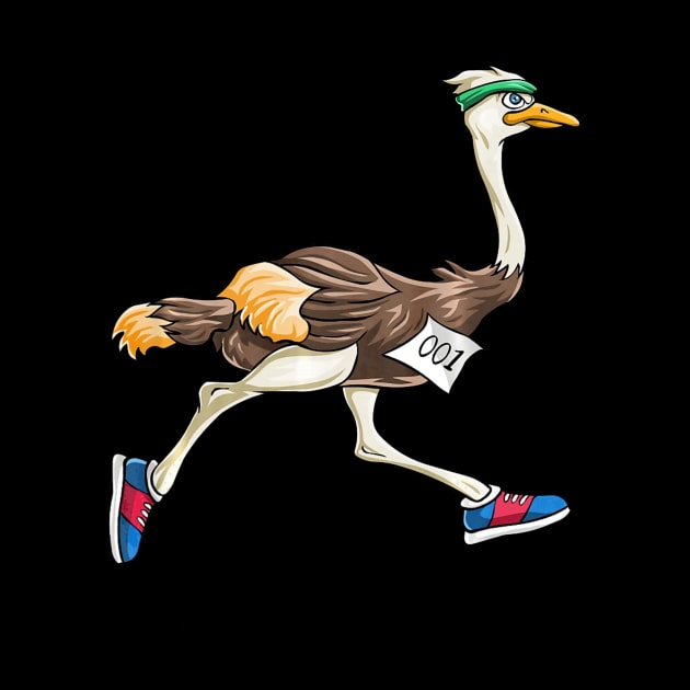 Ostrich Bird Running Marathon T Shirt Gift Women Men Kids by franzaled