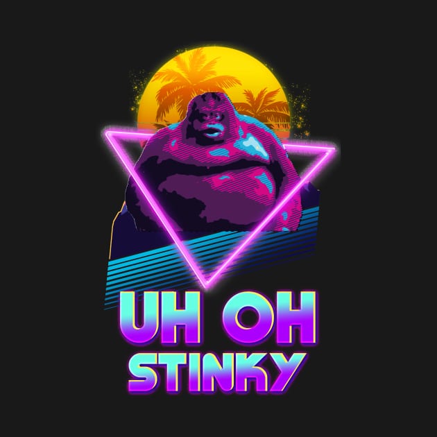 Uh Oh Stinky Poop Le Monke 80s Vaporwave Outrun Style by lostrigglatrine