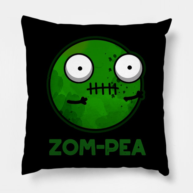 Zom-pea Cute Halloween Zombie Pea Pun Pillow by punnybone