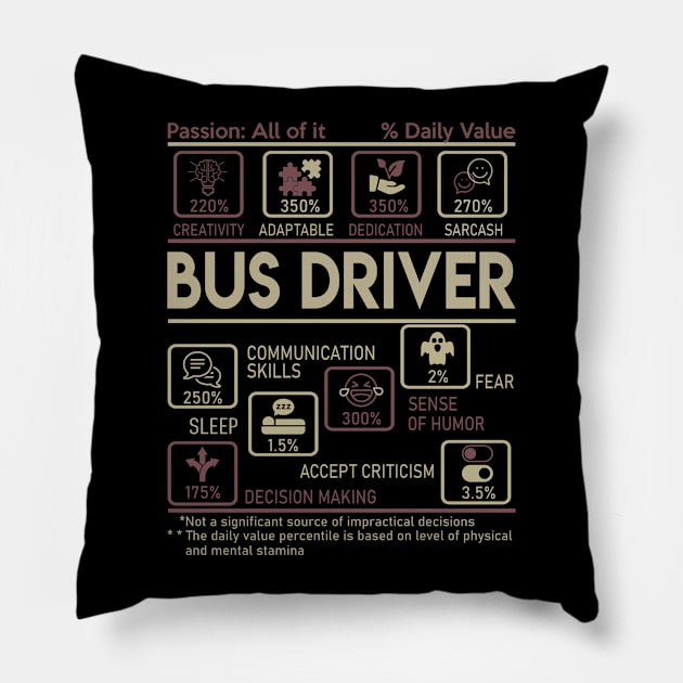 Bus Driver T Shirt - Multitasking Daily Value Gift Item Tee Pillow by candicekeely6155