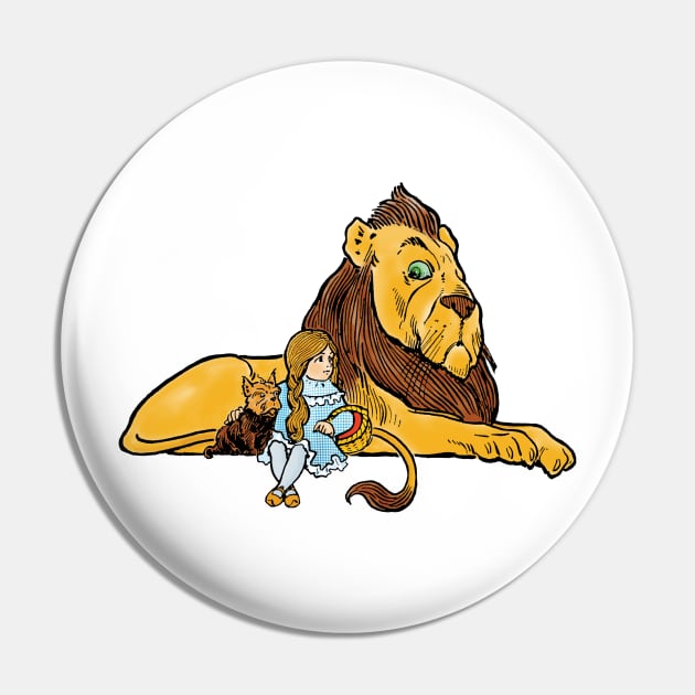 Vintage Wizard of Oz Cowardly Lion and Dorothy Pin by MasterpieceCafe