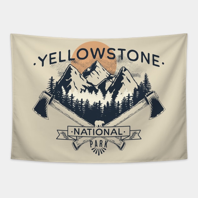 Yellowstone National Park Badge Tapestry by HUNTINGisLIFE