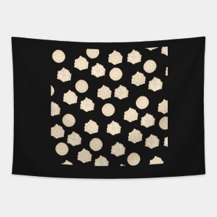 Hand Drawn Yellow Abstract Circles and Flowers Tapestry