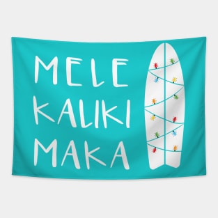 Mele Kalikimaka Hawaiian Christmas Surfboard Tapestry