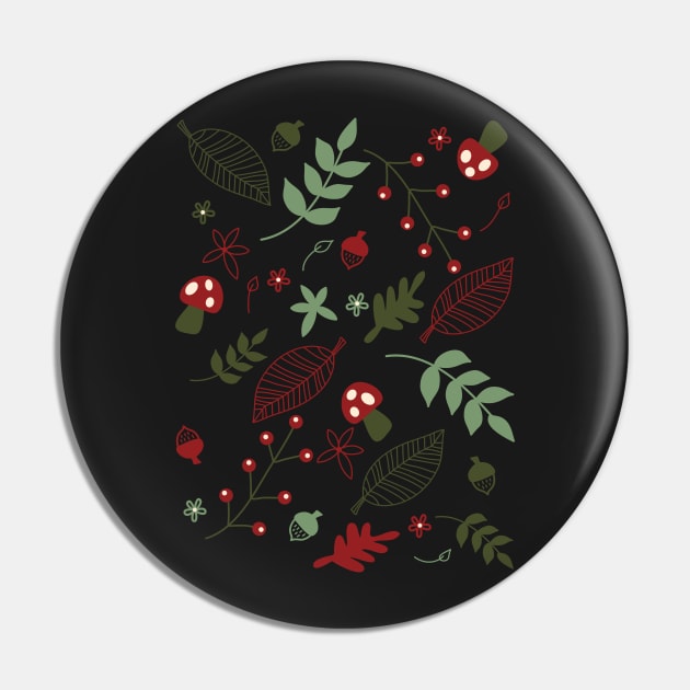 Retro Christmas Cottagecore Winter Berry Cozy Forest Hygge Aesthetic Pattern Pin by retroyule