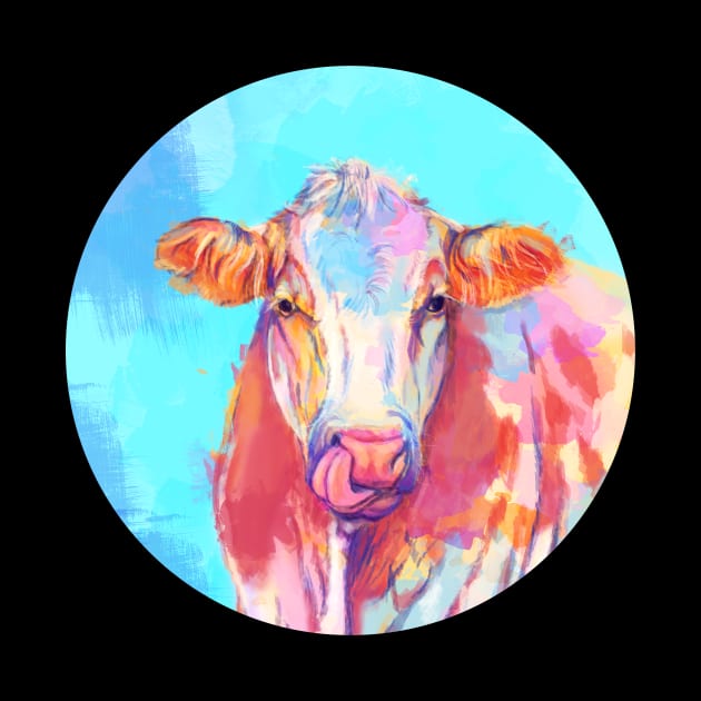 Whimsical Cow - Digital Illustration by Flo Art Studio