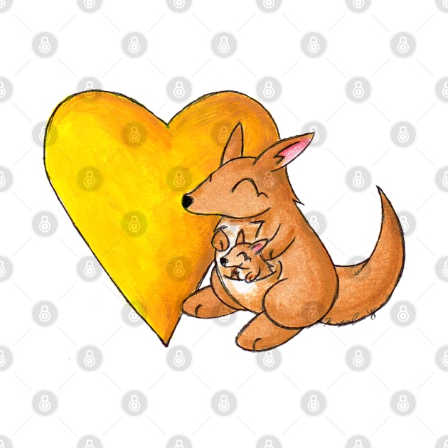 Big Yellow Kangaroo Heart by KristenOKeefeArt