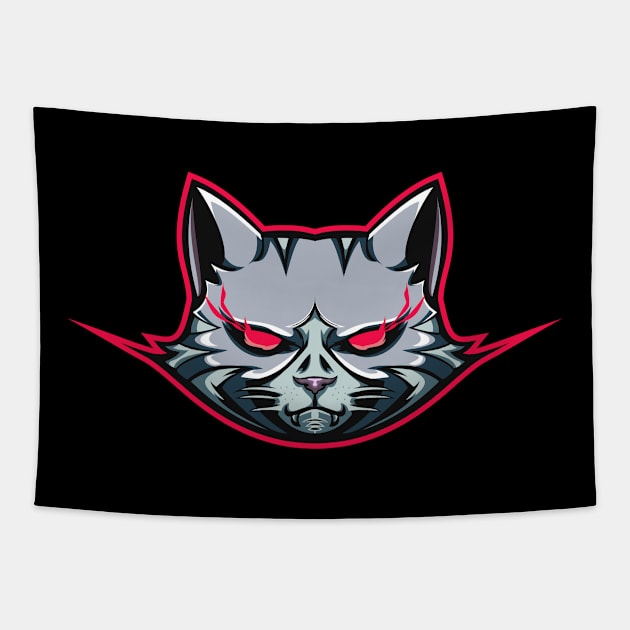 cat mascot for esport logo Tapestry by fandi.creations