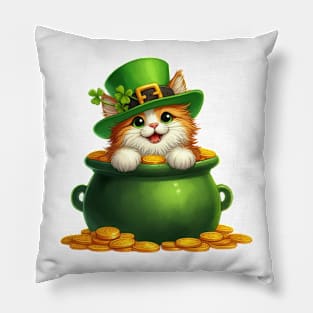 St Patricks Day Norwegian Forest Cat Pillow