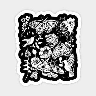 Moth & Flowers, Hummingbirds Garden Witch Gothic Magnet