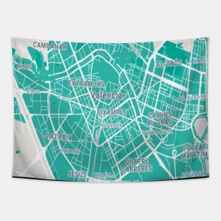 Valencia light blue map Tapestry