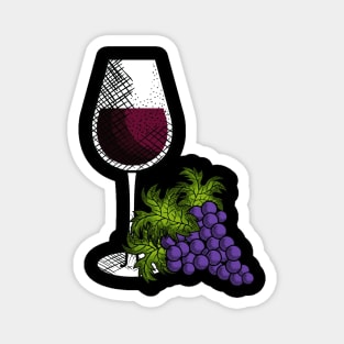 Glass Of Wine And Grapes Magnet