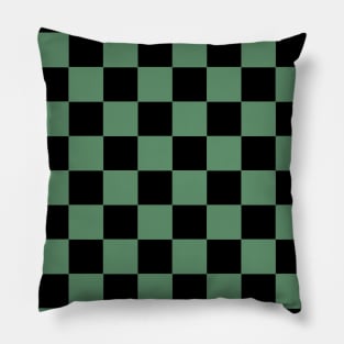 Apple Green and Black  Chessboard Pattern Pillow