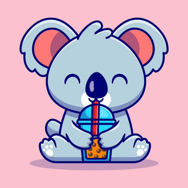 Cute Koala Drink Boba Milk Tea Cartoon by Catalyst Labs