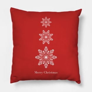 3 Snow Flakes on red background Pillow