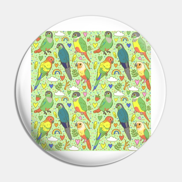 Colourful Conures Pattern Pin by casserolestan