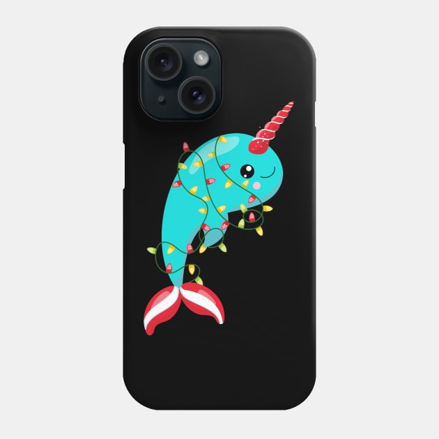 Christmas Lights Narwhal Phone Case by DANPUBLIC