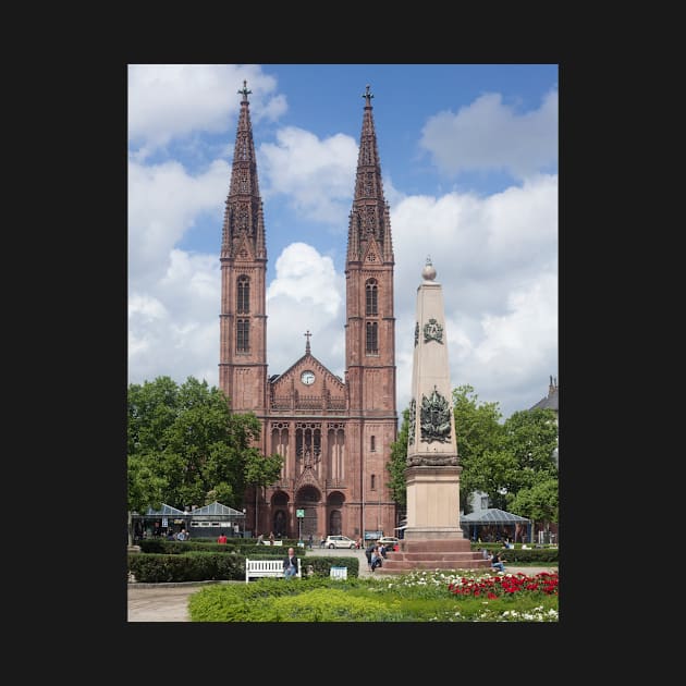 Luisenplatz with Waterloo Obelisk and St. Bonifatius Church, Wiesbaden by Kruegerfoto