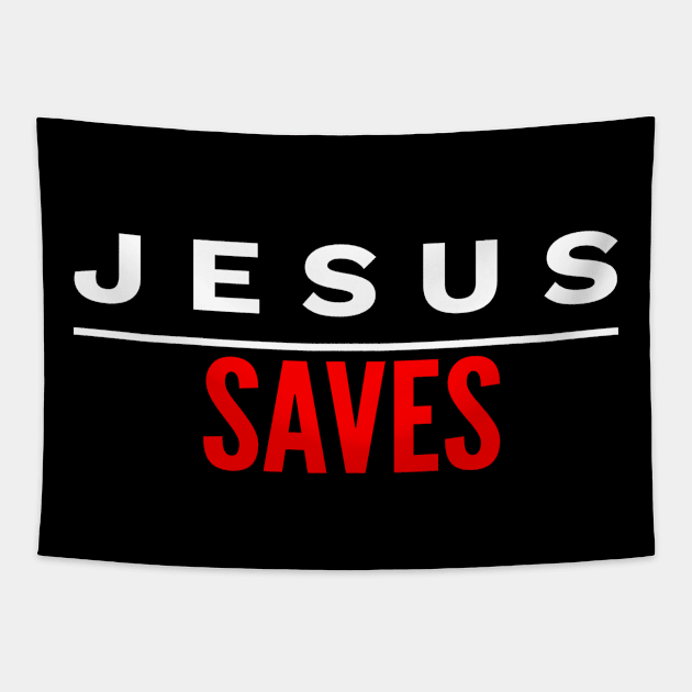 Jesus Saves Tapestry by Happy - Design