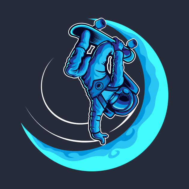 Skateboarding Astronaut Cartoon by SLAG_Creative