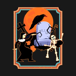 Nun dancing With Skeleton T-Shirt