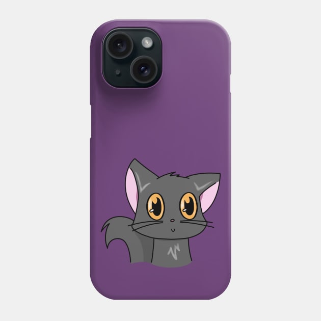 Cute Grey Cat With Orange Eyes Phone Case by Cheesy Pet Designs