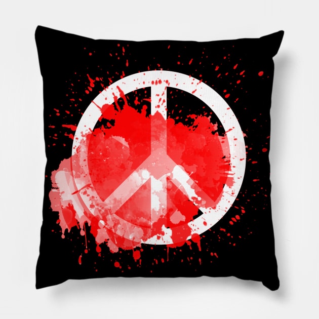 Peace of a Rainbow - Red White Pillow by Leroy Binks